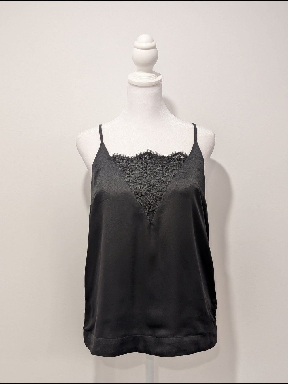 Dynamite Black Satin Lace-Detail Cami